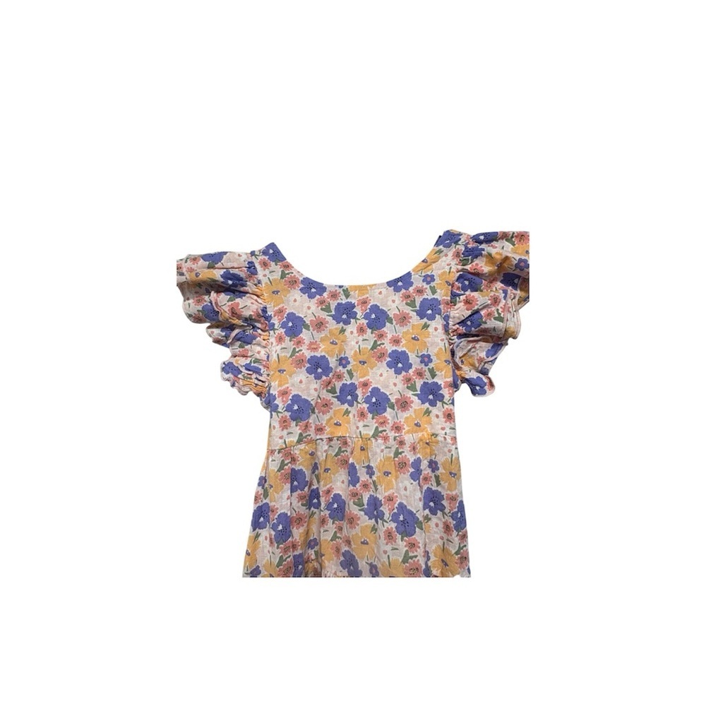 Chico's Girls Floral Ruffle Sleeve Dress - Blue & Yellow - Picture 3 of 7